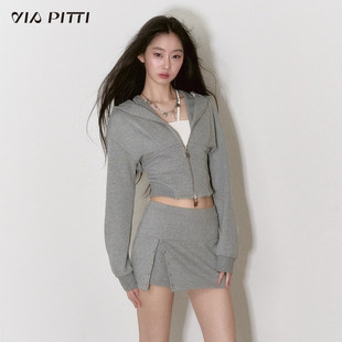 VIAPITTI设计感连帽卫衣半身裙卫裤辣妹两件套装女秋季时尚两件套