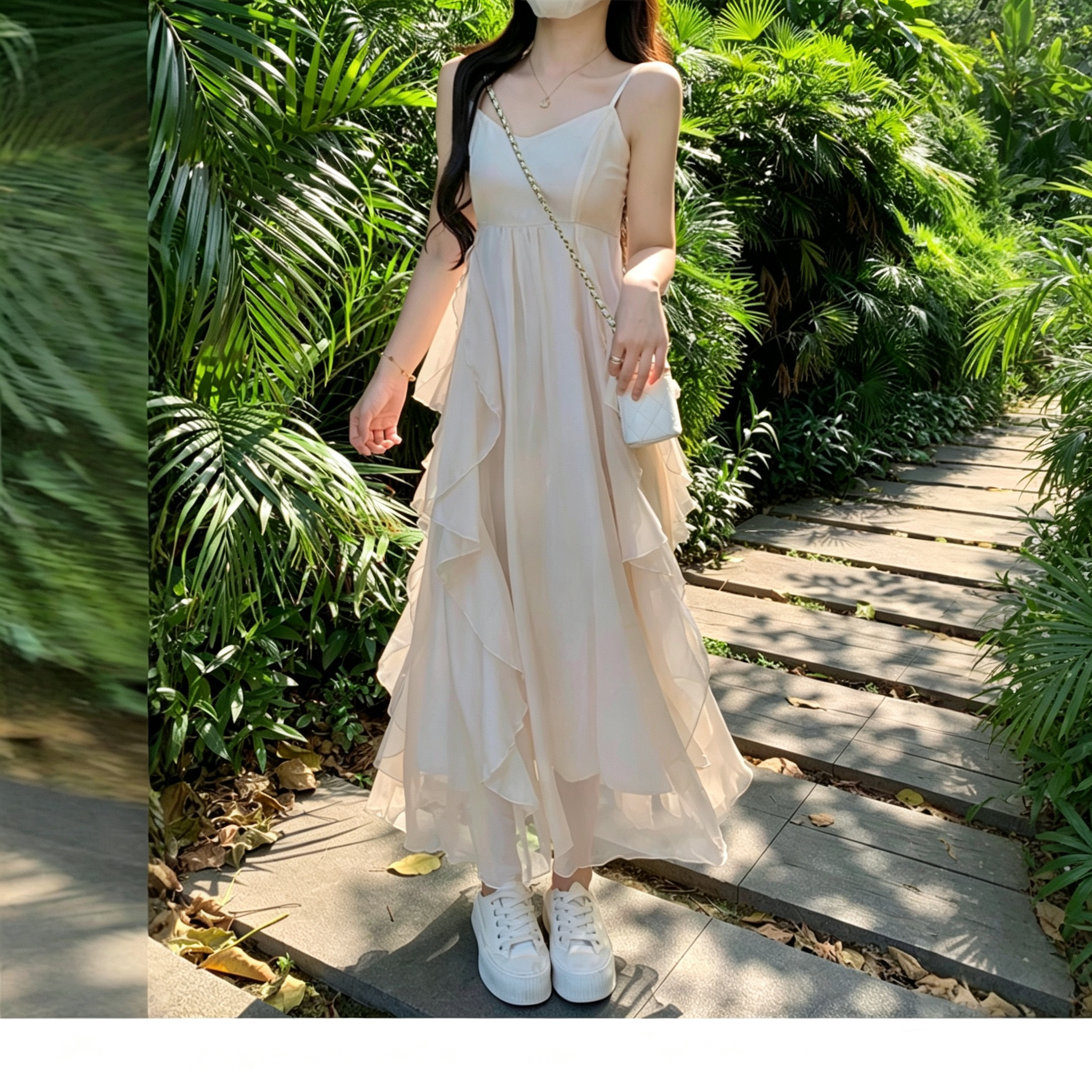 2026新款夏季海边度假仙女裙收腰吊带连衣裙女三亚绝美沙滩过膝裙
