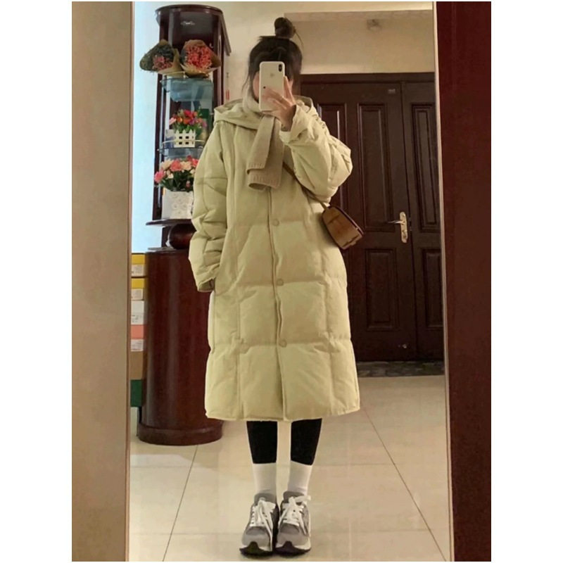 中长款羽绒棉服女冬季2026年新款韩版连帽加厚小个子过膝外套棉衣