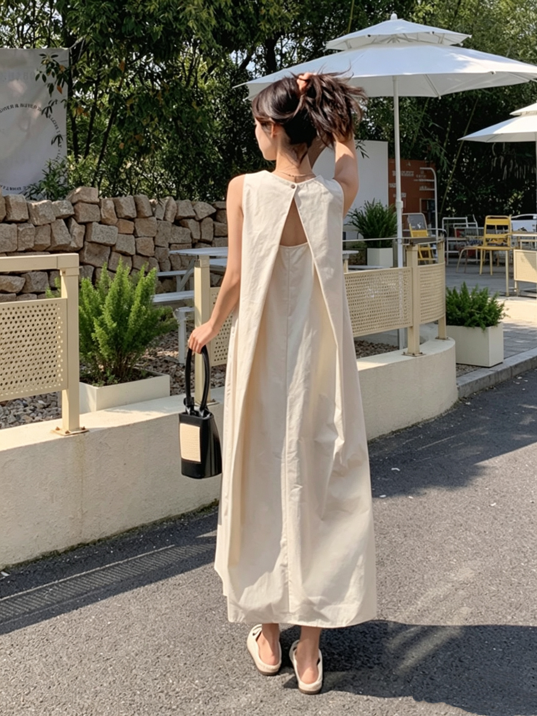 麻色连衣裙女2026年夏季新款气质优雅大码mm百搭韩系穿搭显瘦裙子