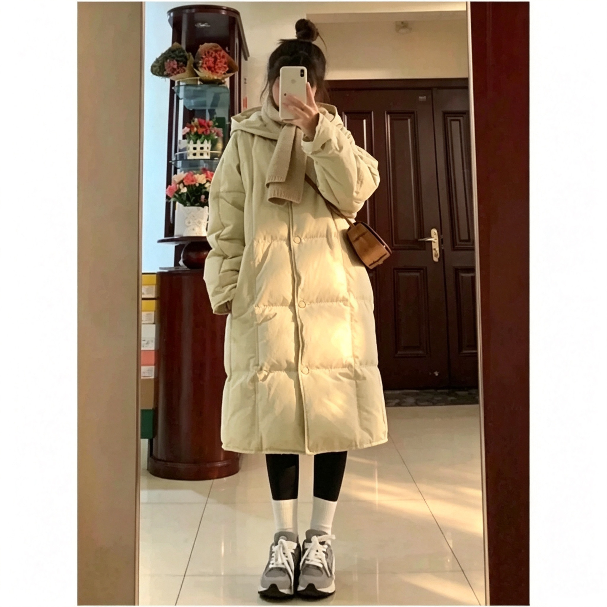 中长款羽绒棉服女冬季2026年新款韩版连帽加厚小个子过膝外套棉衣