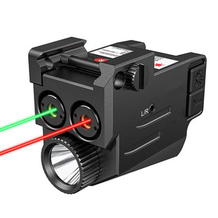 迷你LED红激光绿镭射组合一体瞄准器下挂爆闪金属格洛克电筒弹弓