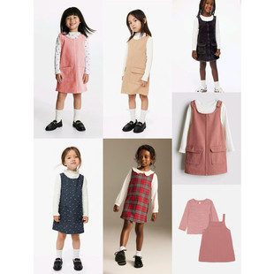 精致背心裙儿童裙子连衣裙T恤两件套装 纯原 外单女童春秋款 8码