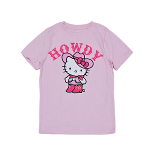 外单女童舒适夏款时尚烫钻kitty猫咪短袖超软棉质休闲T恤衫