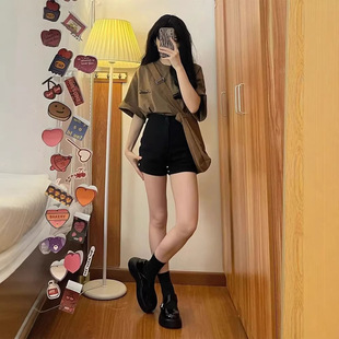 辣妹甜辣弹力显瘦a字包臀热裤 新款 女夏季 下半身失踪高腰牛仔短裤