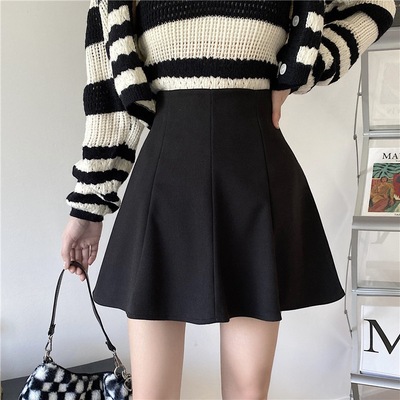 咖色灯芯绒半身裙女秋冬2025新款小个子高腰a字短裙百褶蓬蓬伞裙