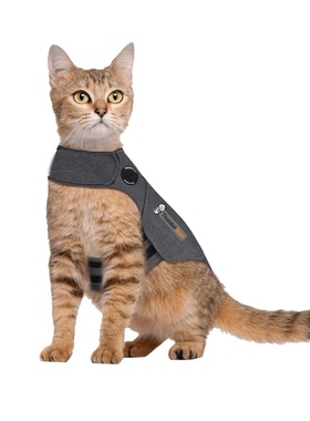 美国直邮 Thundershirt Classic Cat Anxiety 猫镇静背心夹克麻灰