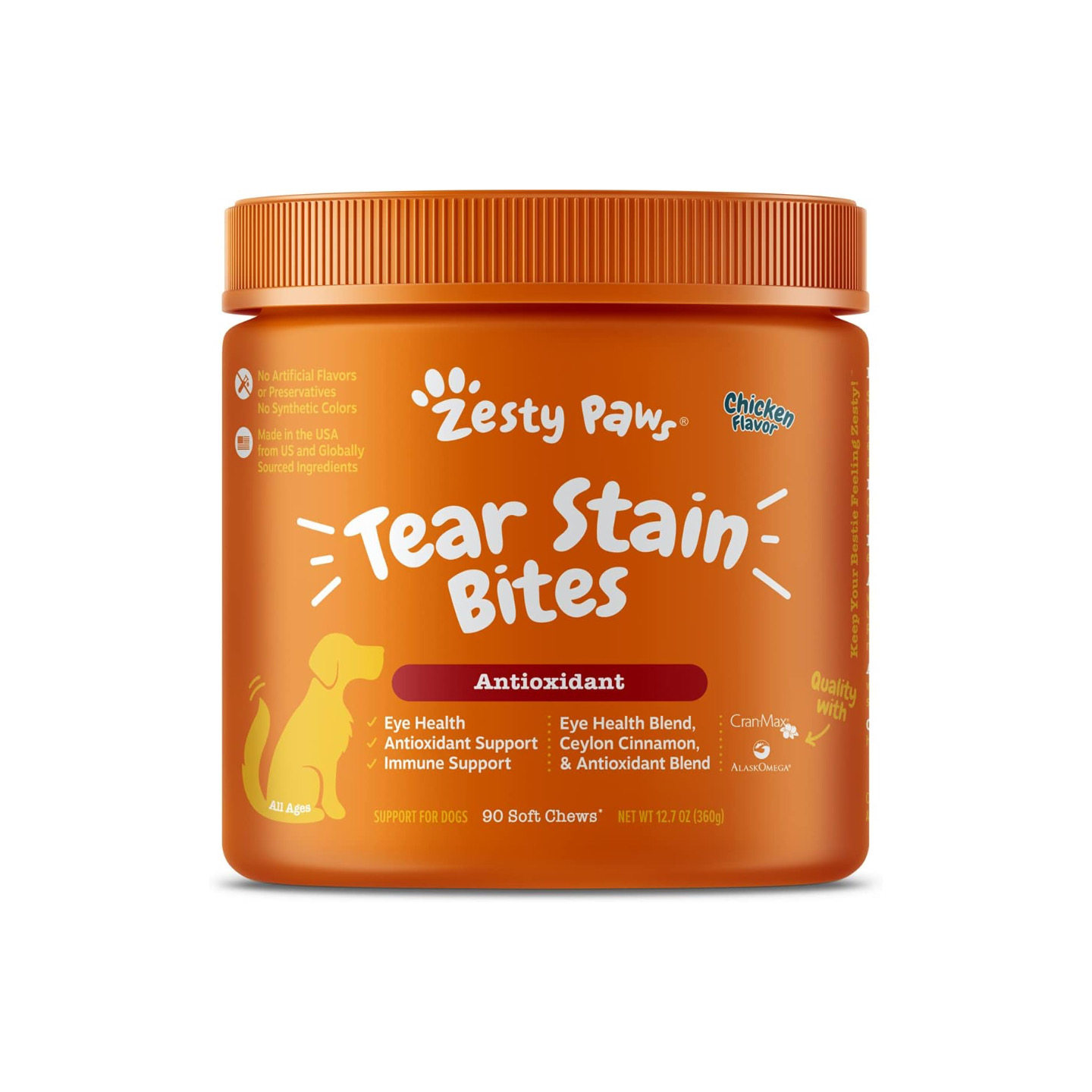 美国直邮 Zesty Paws Tear Stain Support 狗用泪痕消除支持 90粒