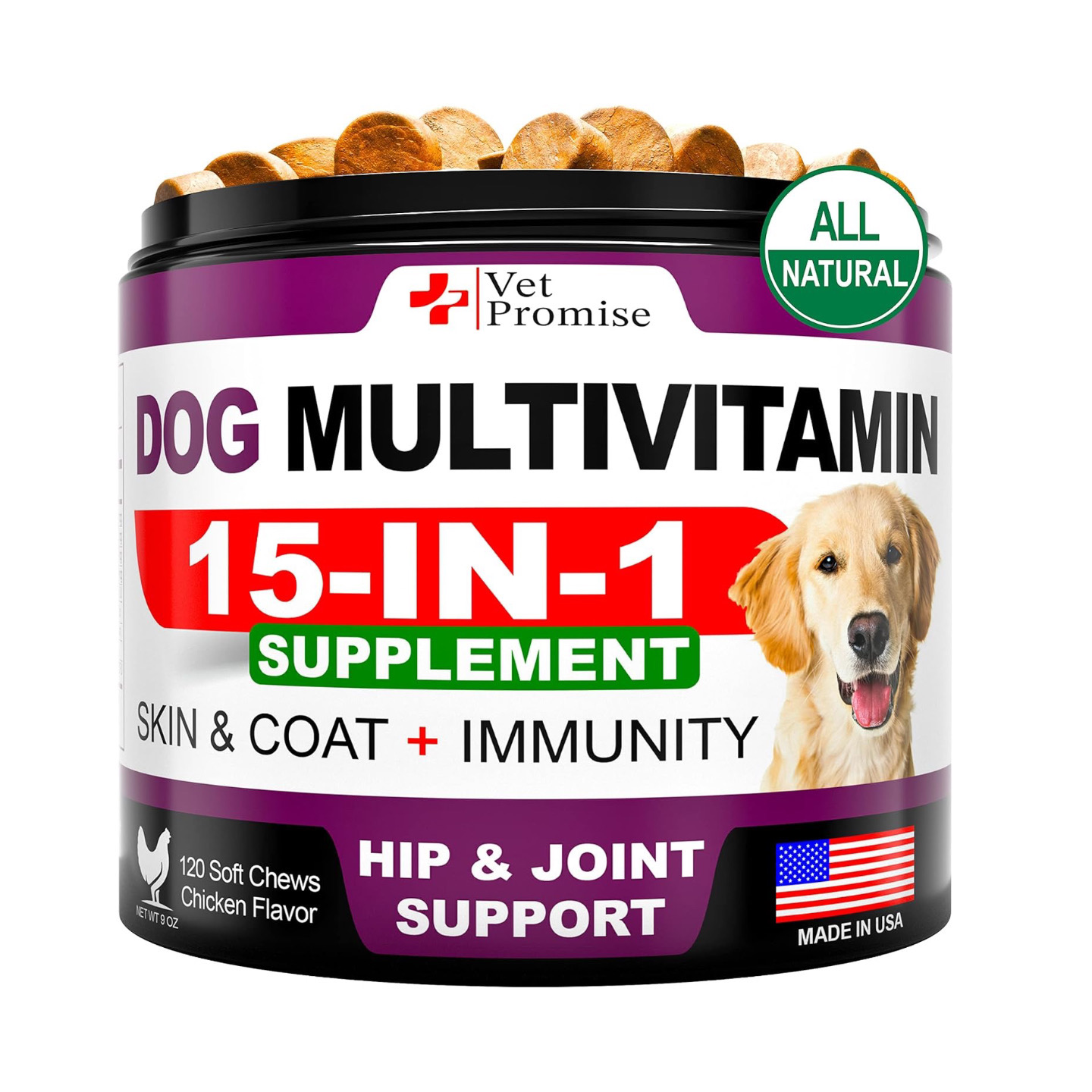 美国直邮 Vet Promise Multivitamin Chewable 狗复合维生素120粒