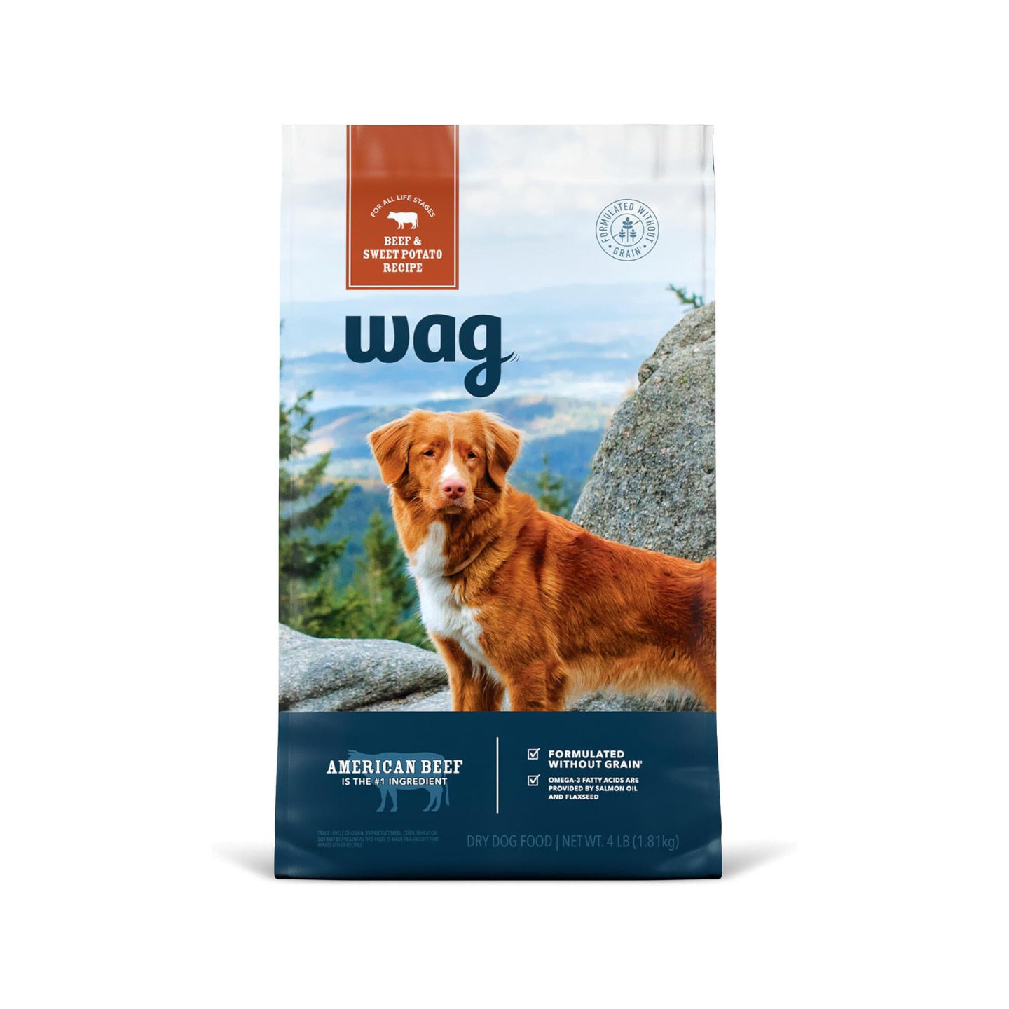 美国直邮 Wag Dry Dog Food Grain Free无谷物优质蛋白干狗粮 4磅