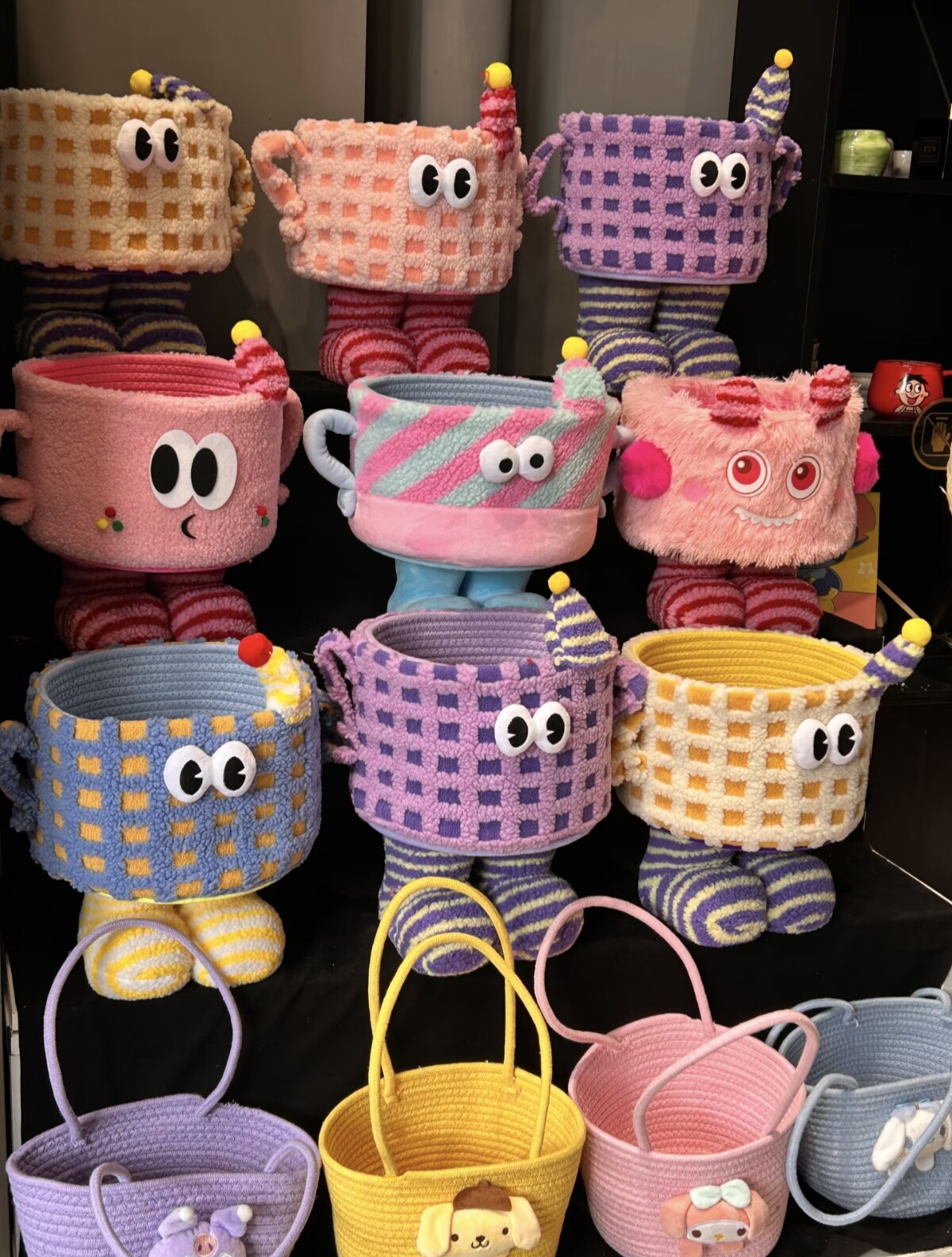 小怪兽收纳篮编织桌面床头家用整理储物可爱卡通搞怪多巴胺收纳筐