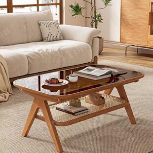 北欧风可移动实木茶几简约现代高级感餐桌两用家用客厅原木风家具