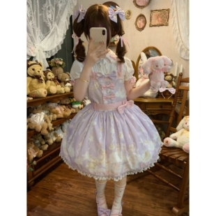 【现货】*兔岛星云*羊岛星Lolita原创 可爱紫色甜美lo背带裙