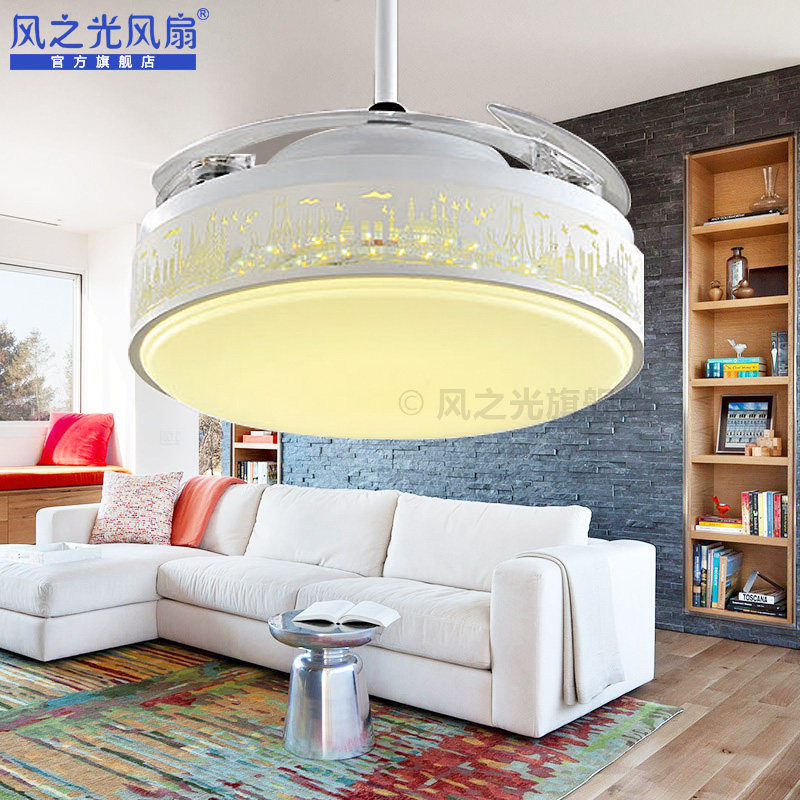 invisible a living room fashion originality Fan lights bedroom modern LED Simplicity white Ceiling fan lamp L8708in the Electrical life , Ceiling fan  category - from Buy2taobao.com to provide professional Taobao agent buy service