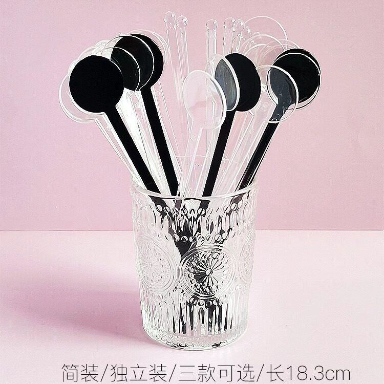 一次性搅拌棒透明塑料棒鸡尾酒咖啡棒调酒棒加厚滴胶独立装塑料勺 - 实物图