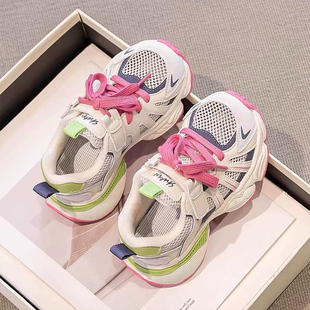 女童夏季运动鞋2025新款儿童网鞋透气网面老爹鞋休闲女宝鞋子夏款