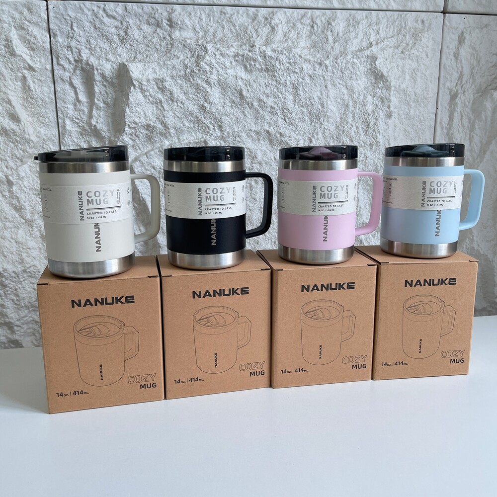 品质一流！INS设计师款双层隔热密封防漏不锈钢咖啡杯手柄马克杯