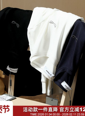 轻奢恶魔系 黑标铜氨60S水柔棉弹力舒适男圆领长袖T恤秋冬打底衫