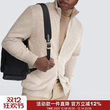 紫标！意奢名品！高端羊毛桑蚕丝秋冬菠萝针商务休闲针织衫男外套