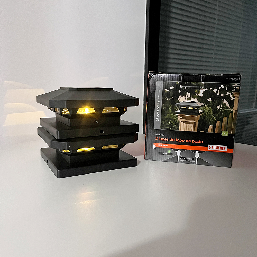 感光自动开关太阳能柱头灯两个装