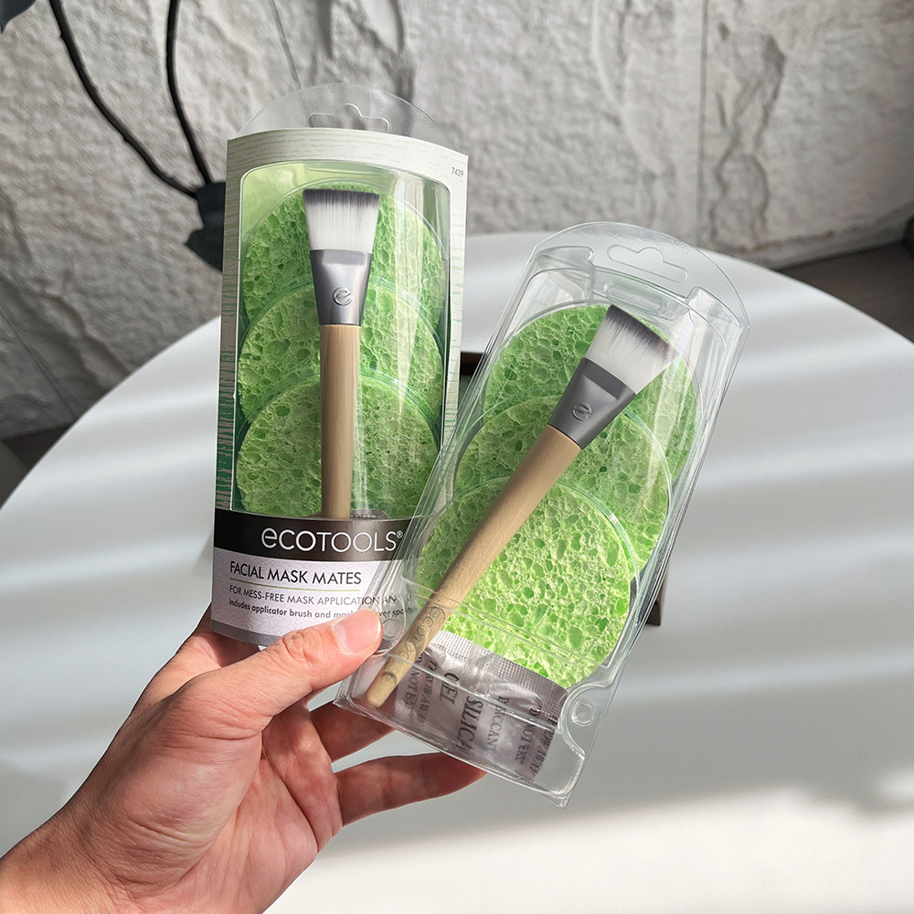 敷面膜的精致感！出老美！竹柄扁平刷头面膜刷粉底工具海绵四件套,彩妆/香水/美妆工具,化妆刷,淘宝优惠券,粉丝福利购,淘宝优惠卷