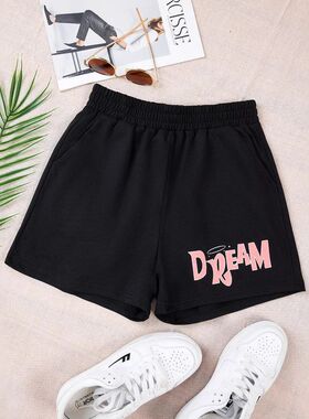 现货-91598#亚马逊跨境欧美外贸女装休闲阔腿宽松印花松紧腰短裤