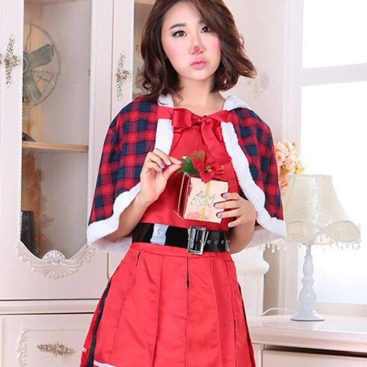 2025新款格子圣诞装 新年服装 圣诞节日服装 派对服装 小红帽服装