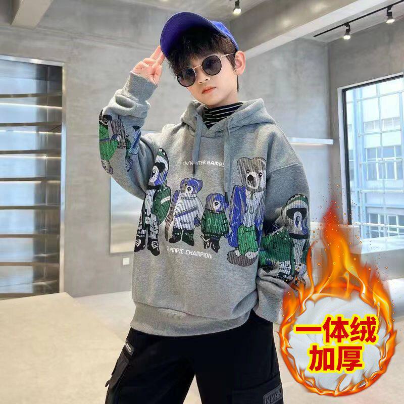 儿童气孩卫0款大衣冬酷时装男帅洋童冬2厚2加童新潮2秋中装季男髦