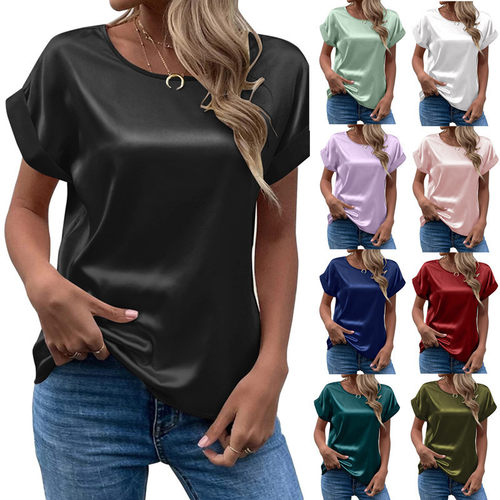 Women Tees T-Shirt Tops Summer Ladies Clothes圆领气质女式t恤