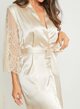 睡衣裙 пижама Women Silk Sleepwear Bathrobe Nightdress