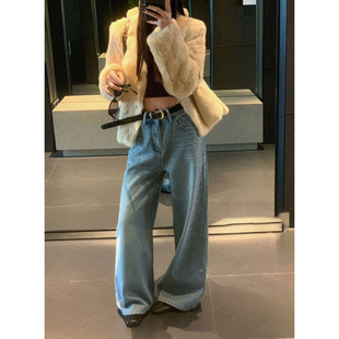 Women Denim Pants Wide Leg Fashion Trousers直筒牛仔裤阔腿裤
