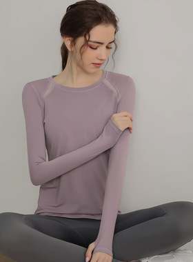 Women Running Fitness YOGA Pant T-Shirt健身上衣女显瘦长袖t恤
