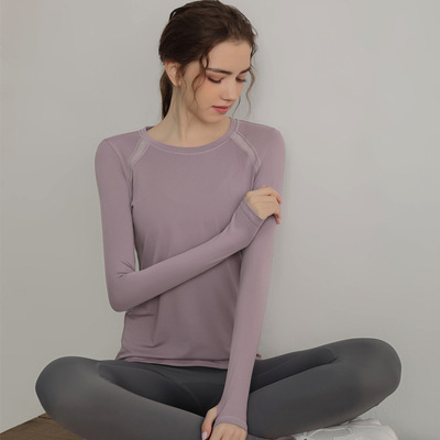 Women Running Fitness YOGA Pant T-Shirt健身上衣女显瘦长袖t恤