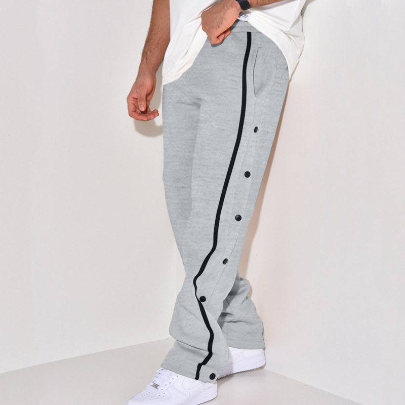 Men Pant Casual Trouser Loose排扣裤子男士秋新款宽松直筒抽绳