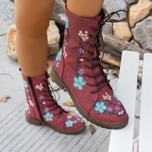 Embroider Modern Boots Fashion Shoe Female刺绣大码西部骑士靴