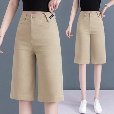 Women Pants Office Trouser夏季薄款女式七分裤高腰宽松直筒女裤