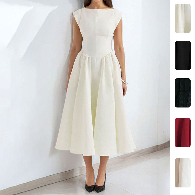Women Dresses欧美女装优雅性感露背连衣裙 时尚修身无袖纯色长裙图片