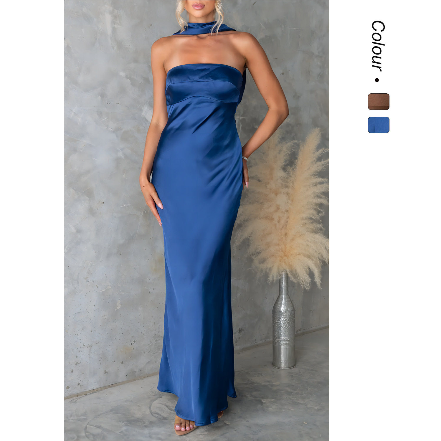 Sexy Women Long Party Evening Dresses缎面时尚丝光长款连衣裙