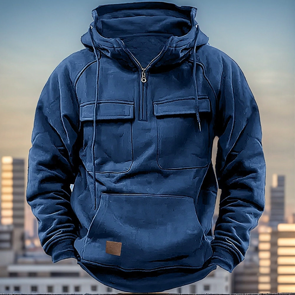 Men Sweater Hoodies Coat美式复古连帽宽松卫衣男贴皮套头 外套