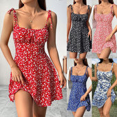 Dresses Women Mini Cute欧美女吊带大众百搭休闲甜美mini连衣裙