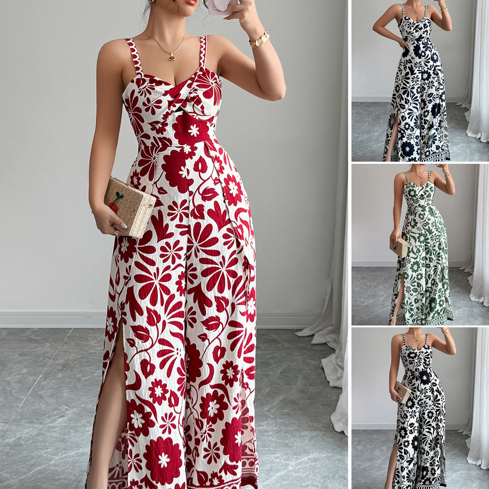 Women Jumpsuit Wide Leg Spring Summer Elegant Long Pants女装