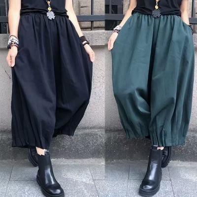 Women Wide Leg Pants Loose Trousers大码女装春夏休闲裤九分裤