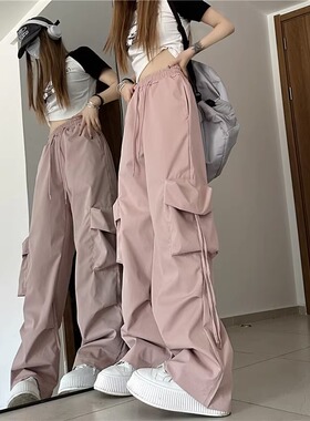 Women Cargo Pants Ladies Overalls Work Pant高腰直筒工装裤女