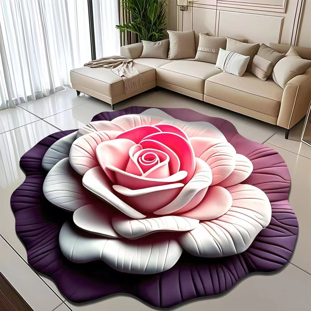 3D Living Room Carpet Table Mat Rugs花朵地垫硅藻泥客厅地毯