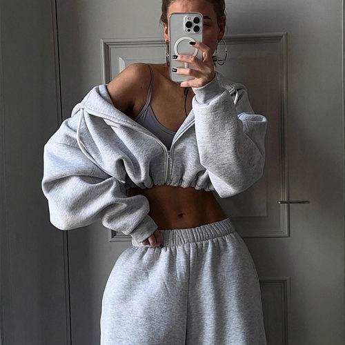 Women Outfits Sweater秋冬欧美女时尚长袖运动休闲卫衣两件套装