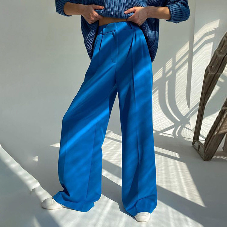 Women Suit Pants High Waist Long Trousers欧美通勤高腰女西裤