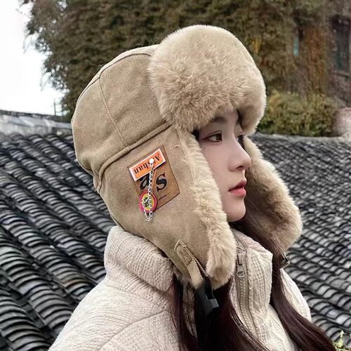 Men Women Thick Plush Bomber Hat Warm Winter Hat Snow Caps