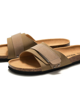 Summer Cork Sandals Men Clogs Slippers Slides一字拖鞋软木男