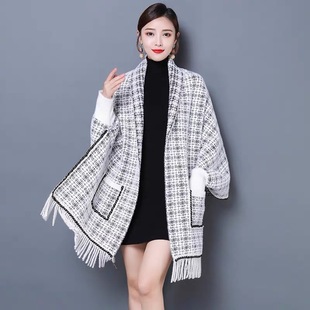 Outwear流苏蝙蝠衫 Women Cloak Poncho 披肩外套女毛衣 Cardigan