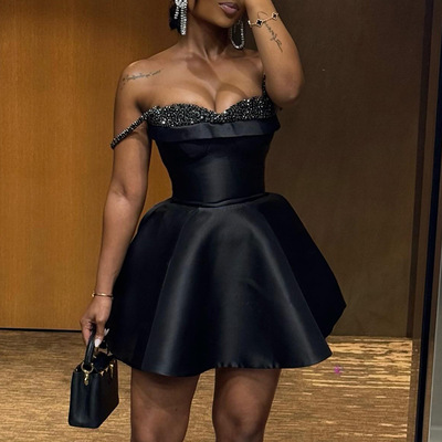 Elegant Sequin Women Dresses Party Clothes抹胸吊带连衣裙短裙